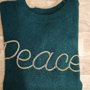 Vince Camuto Green Sweater with Gold Detail
